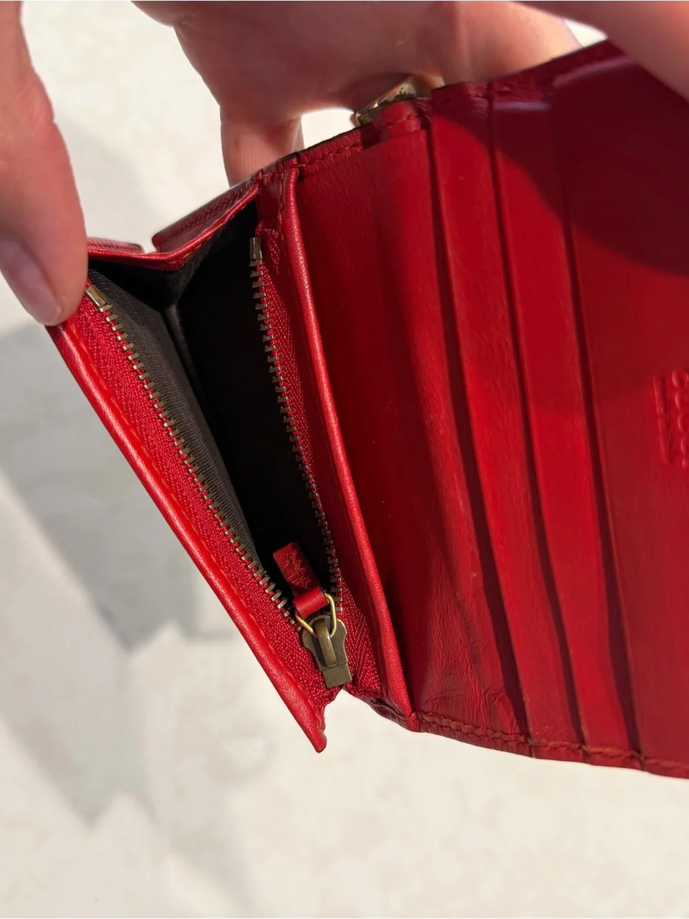 Gucci Beige GG Canvas Card Holder with Red Cherry Detail